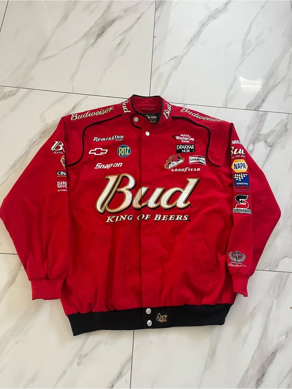 Vintage Y2K Chase Authentic Budweiser Red Racing Team Jacket - Men's Size XL